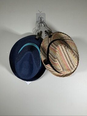 Bundle of 2 Women’s Straw Fedora Hats Chatties Navy & Multicolor Summer